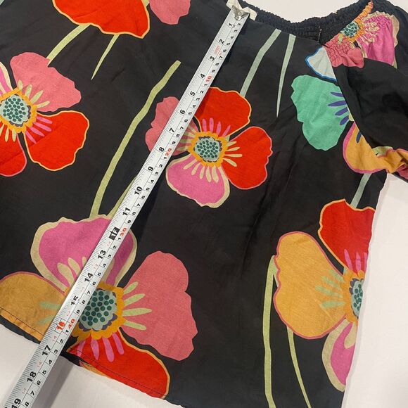 ~ Sm "Velvet by Graham & Spencer" Blouse Floral Puff Sleeve Cotton Silk Lined - Picture 16 of 16